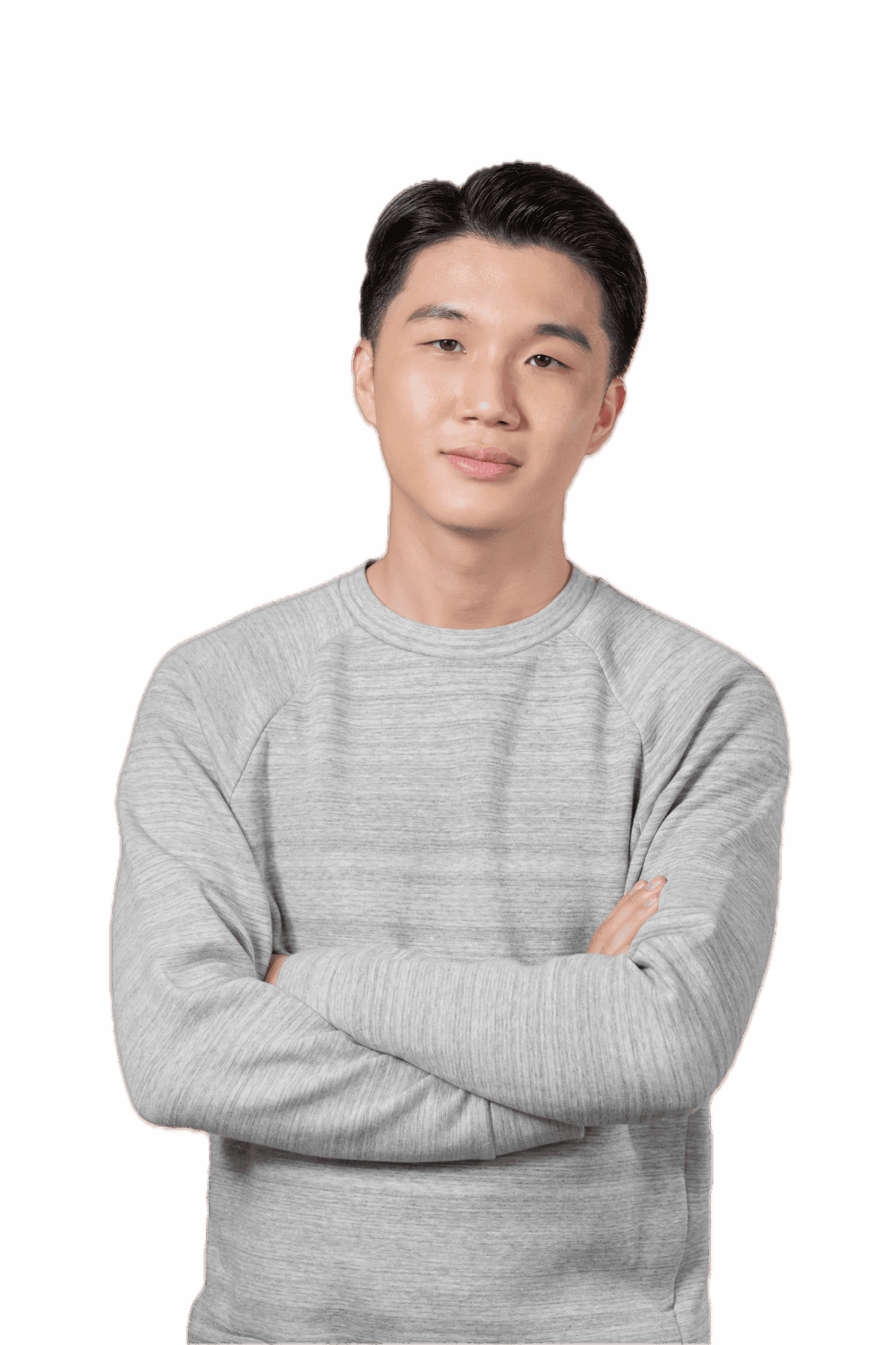 handsome-young-asian-man-smiling-standing-with-arms-crossed-beige-background Background Removed